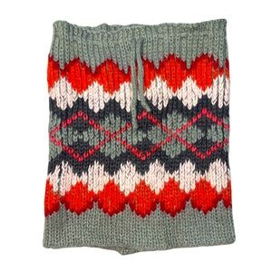 Saks 5th Ave 5|48 Mohair Wool Blend Scarf Pullover Tie Neck Grey With Multicolor